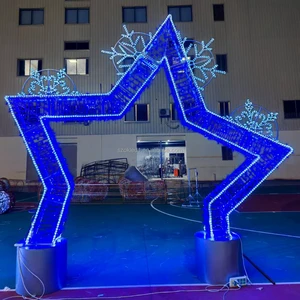 Customization Decorative Holiday Christmas Party Outdoor Home Mall Park Wedding Ornament LED Big Star Shape Arch Motif Light