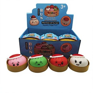 Simulation Christmas Hat Steamed Bun Squeeze Toy Stress-Relief Vinyl Plastic Sensory Stimulation Sound-Making Decompression Toy