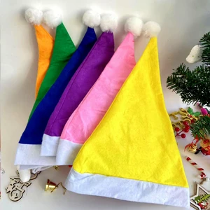 Felt Green Blue Pink Yellow Orange Purple Christmas Santa Hat for Adults OEM Brand Made in China Zhejiang