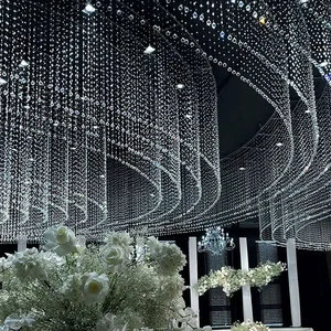Hot Sale Wedding Banquet Hall Ceiling Decoration Multi-layer Crystal Curtain Chandelier for Project Custom Wedding Hall Decor