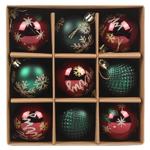 Wholesale Hot Selling Luxury 9 PCS 2.35-inch Shatterproof Handmade Plastic Christmas Tree Decorative Ball Set