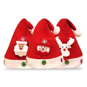 Santa Claus Velvet Red Christmas Hat Eco-Friendly Classic Style Silk Screen Printed for Party Decoration 2pcs/pack