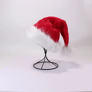 Custom Logo Design Embroidery Christmas Cap Thick Velvet Christmas Hat Santa Hat for Celebrating