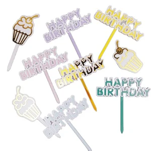 Party Decoration Happy Birthday Colorful Acrylic Cake Topper for Cake Topper Birthday Supplies