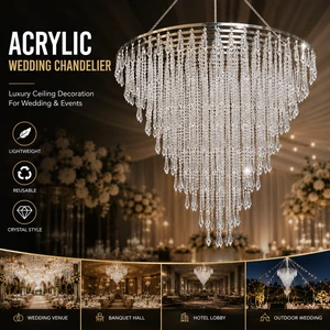 Luxury Wedding Ceiling Acrylic Chandelier for Venue Decoration Hotel Club Banquet Hall Aisle Large Design Light Outdoor Decor