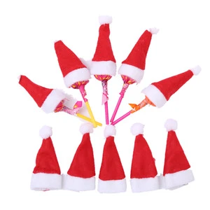 10pcs Eco-friendly Santa Hat 4*7cm Non-Woven Fabric Candy Cane Christmas Decoration Cute Small Hat for Festive Decorations
