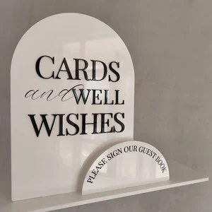 Black White Arch Acrylic Sign Cards and Well Wishes Acrylic Guest Sign Board for Wedding Engagement Christening Event