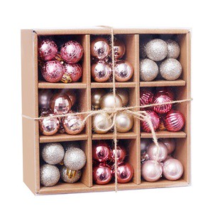 3cm Pack 99 Shatterproof Plastic Christmas Ball & Tree Ornaments Small Xmas Baubles Set in Brown Paper Gift Box