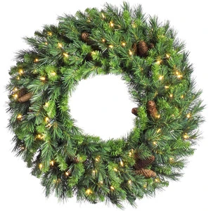 Artificial Custom Size Eco-Friendly Modern Christmas Wreath PVC Pine Needle Pre-lit Outdoor Decoration with Wall Mount