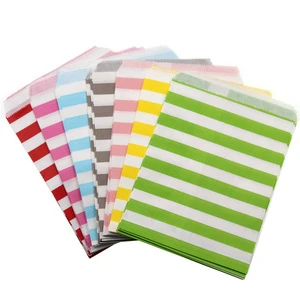 Colorful Handmade Art Paper Candy Bags Stripe Food Greaseproof Buffet Kids Favor Gift Wedding Decoration Birthday Party Supplies