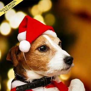New Christmas Decorations Small Red Plush Pet Hat for Cats Dogs Festive Dog Clothing Christmas Fluffy Hats Factory Hot Selling