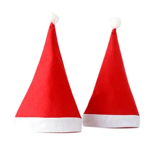 2024Wholesale Christmas Xmas Soft Hat Santa Claus Hat Merry Christmas Party Decor Gift Happy New Year Non-woven Santa Hat