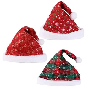 2024 Custom Santa Hat Holiday For Adults Unisex Velvet Comfort Extra Fur Xmas Hat For New Year Festive Party Christmas Hat