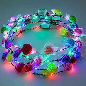 Women's Colorful Garland Floral Hoop Lei Hairband Head Ring Flower for Christmas Party Travel Graduation Spring Festivities