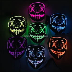Zhizunlin Factory Manufacturer Hot Selling Party Masks Neon PVC LED Halloween Glowing Breathable