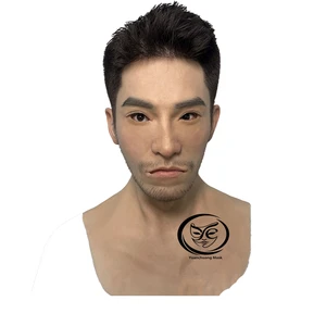 Factory Customized Design Handcrafted Realistic Silicone Head Masks with Hair Beard High Simulation Lifelike Festive Party Mask