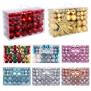 100PCS 3-6cm Shatterproof Plastic Christmas Tree Balls Set Durable Hanging Baubles Holiday Ornaments for Home Party Decor