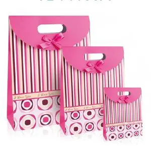 Customized Eco-Friendly Art Paper Color Patterned Gift Bags for Wedding Gifts