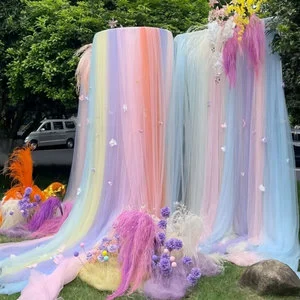 Wedding Decoration Yarn Curtains Romantic Colorful Sheer Flowing Curtain Backdrop Gauze Wedding Party Decoration