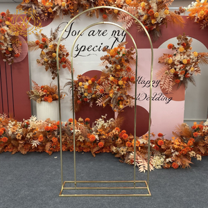 Simple Golden Metal Arch Backdrop Stand Round Flower Arch Door for Wedding Event Stage Decoration