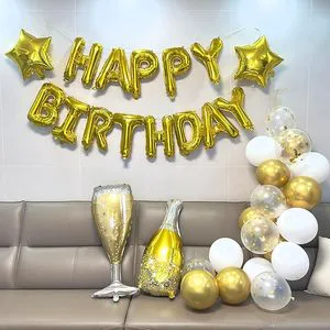 Gold Birthday Party Decorations Happy Birthday Balloons for Women Men Boy Girls Champagne Birthday Decor