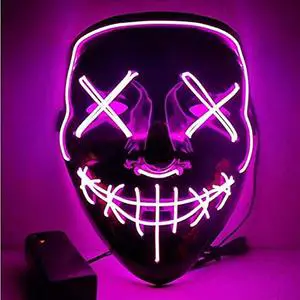 LED Neon Scary Ghost Face Mask with EL Wire for Halloween Party