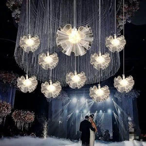 New Wedding Venue Decorative Lights Luminous Embroidery Ball Chandelier Acrylic LED Light for Shopping Malls