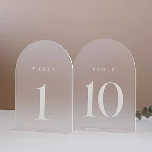 Modern Frosted Arch Wedding Table Numbers Elegant Acrylic Eco-Friendly UV Printed 2 Color 5x7inch 3mm Thick Display Signs Party