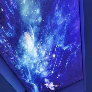 Customized Blue Sky, White Clouds, Starry Sky, Tension Fabric Ceiling, Office Fireproof Film Fabric, LED Luminous Light Box