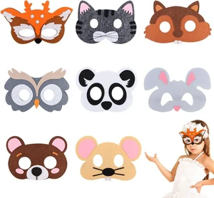 8 Pieces Felt Kids Animal Party Mask for Children Fancy Dress Party Birthday Christmas Halloween Cosplay Masquerade Party Decor