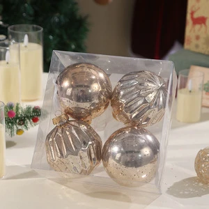 New High Quality 10cm/4pcs Plastic Christmas Ball Semi-handmade Semi-mechanical Full Color Christmas Tree Decoration Pendant