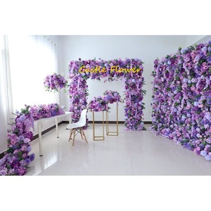 W-B014 3D Rolled up Purple Rose Flower Wall Flower Arch Backdrop Wedding Party Decorative a Set of Purple Rose Flower Ball