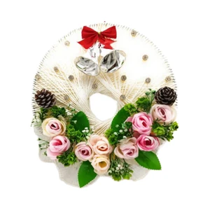 High Quality Eco-Friendly Handmade Halloween Christmas Thanksgiving New Year Wreaths Garlands Pine Cones Bow LED Lights-Durable