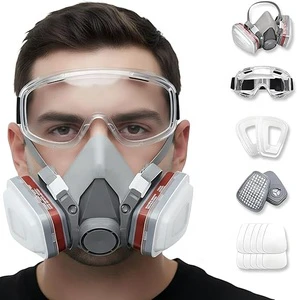 6200 Cover Spray Paint Special Dust Mask Respirator Face Gas Mask Set With Half Face Eye Protection For Chemical Industrial
