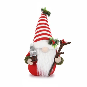 Limited Edition Xmas Gnome Striped Knit Hat Plush Doll Metal House Cardinal Bird Decoration