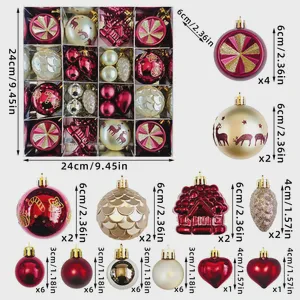 Wholesale Gift Box Shatterproof Christmas Ball Ornaments Set Glitter Matte Xmas Baubles Custom Logo OEM Christmas Tree Decor