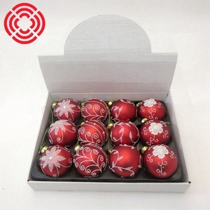 SHUANGYUAN 8cm Christmas Baubles Red Color Matt Painted Glass Christmas Ornaments Luxury Ball Christmas Ball Bolas De Navidad
