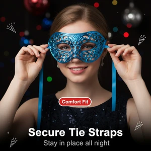 Modern Halloween PP Masquerade Mask-Lightweight Durable Waterproof Flexible Shatterproof Eco-friendly Venetian Filigree Design