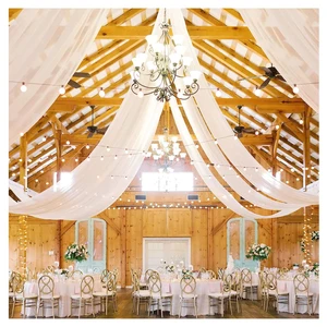 Chiffon Fabric Ceiling Drapes Weddings Canopy Roof Decor Draping Backdrop Party Ceremonies Hotel Stage Decoration