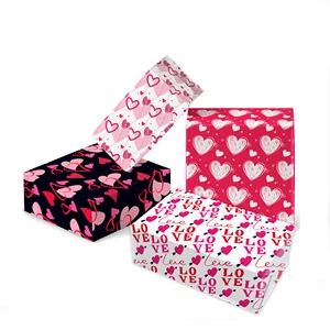 Huancai Valentine's Day Tissue Wrapping Paper Red Heart Love Gift Wrapping Paper Packing for Wedding Anniversary Party Supplies