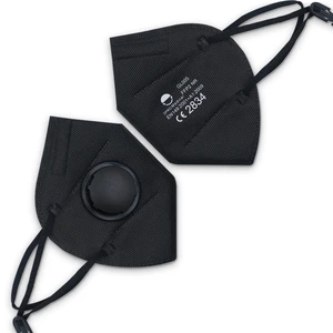 OEM & ODM Disposable Anti-Dust Black Respirators & Masks Nose And Mouth Cover With Earloop And Valve Mascarillas Mask