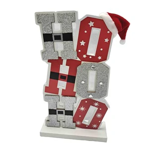 CK CK250541 New Arrival Christmas Wooden Fabric Santa Hat HOHOHO 29.3CM Table Decoration Holiday Celebrations