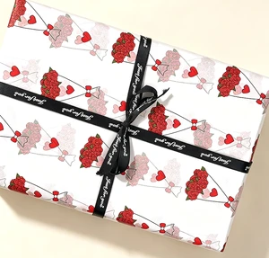 Disposable Floral Tissue Paper Colorful Love Heart Rose Design Tissue Paper Wedding Party Gift Pack