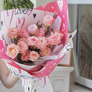 Factory Wholesale Waterproof Romantic Festival Flower Packaging Paper Heart to Heart