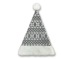 Classic Snowflake Gray Santa Hat Eco-Friendly Polyester Knitting Plush Stretch Fit Enhanced Warmth Party Decorations Hand Wash