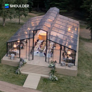 Aluminum Wedding Tents 100 150 300 People Indoor/Outdoor Clear Luxury Marquee Ceremony Party Black Frame Tent All Seasons