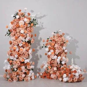 Wedding Decoration Supplies Wedding Outdoor Entrance White Roses Pink Flower Arch Custom Backdrop Wedding Arches for Ceremony