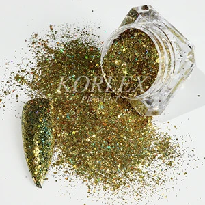 Wholesale Non-Toxic Titanium Extra Fine Glitter Nail Art Gel Polish Chrome Powder Gold Metallic Holographic Mixed Glitter High