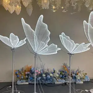 Christmas Glowing Butterfly Wings Pendant Ceiling Decoration Wedding Signpost Hotel New Year Lights Birthday Party
