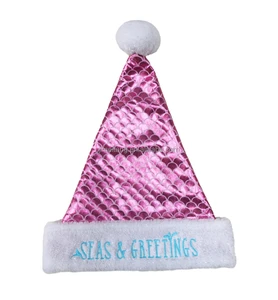 Competitive Price Plush Embroidered Glittery Mermaid Christmas Hats-for Christmas Gifts